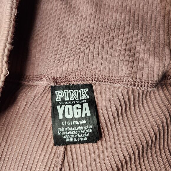 Victoria's Secret PINK Ribbed Seamless High Waist Leggings Mauve L Yoga Preppy - Picture 9 of 11